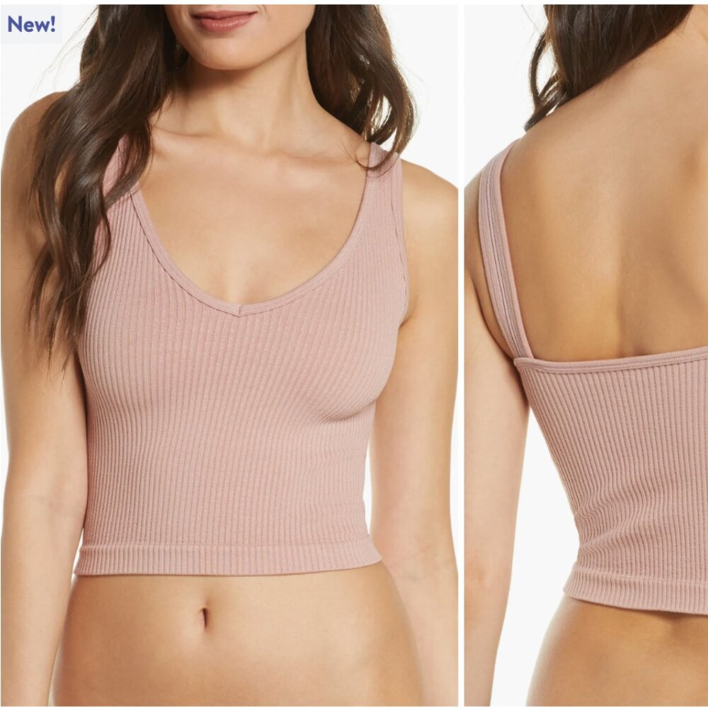 Free People Rib Brami Crop Tank in Ballet